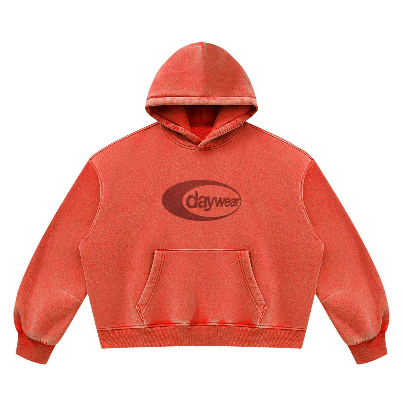 Daywear Vintage Wash Boxy Hoodie (Red)